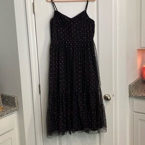NWT: Betsy Johnson Black and Pink Lip Dress